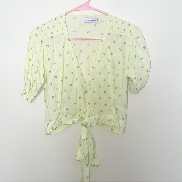 Faithfull the Brand La Colle Top in Bisset Floral Yellow and Blue Size 4 - Picture 2 of 8